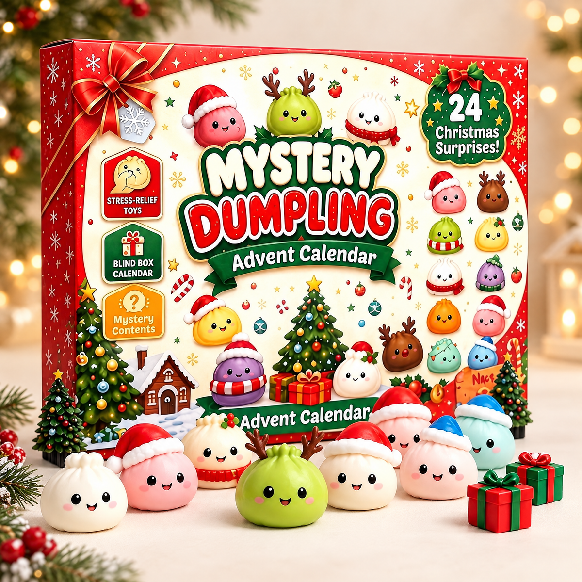 Adventskalender 2026 Squishy Dumplings – förpackning med 24 överraskningar